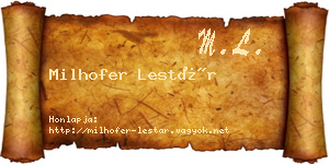 Milhofer Lestár névjegykártya